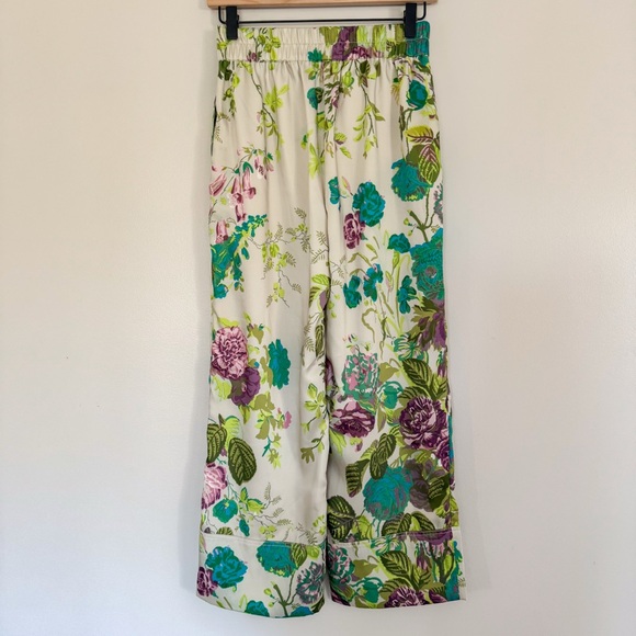 J CREW Collection Pull On Crop Pant in Ratti Leafy Floral Satin Flowy Size 0 - Picture 8 of 13